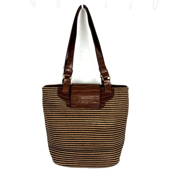 Shoulder Handbag Hobo Brown Textured woven Faux Leather Tassel Boho Chic - Picture 3 of 16